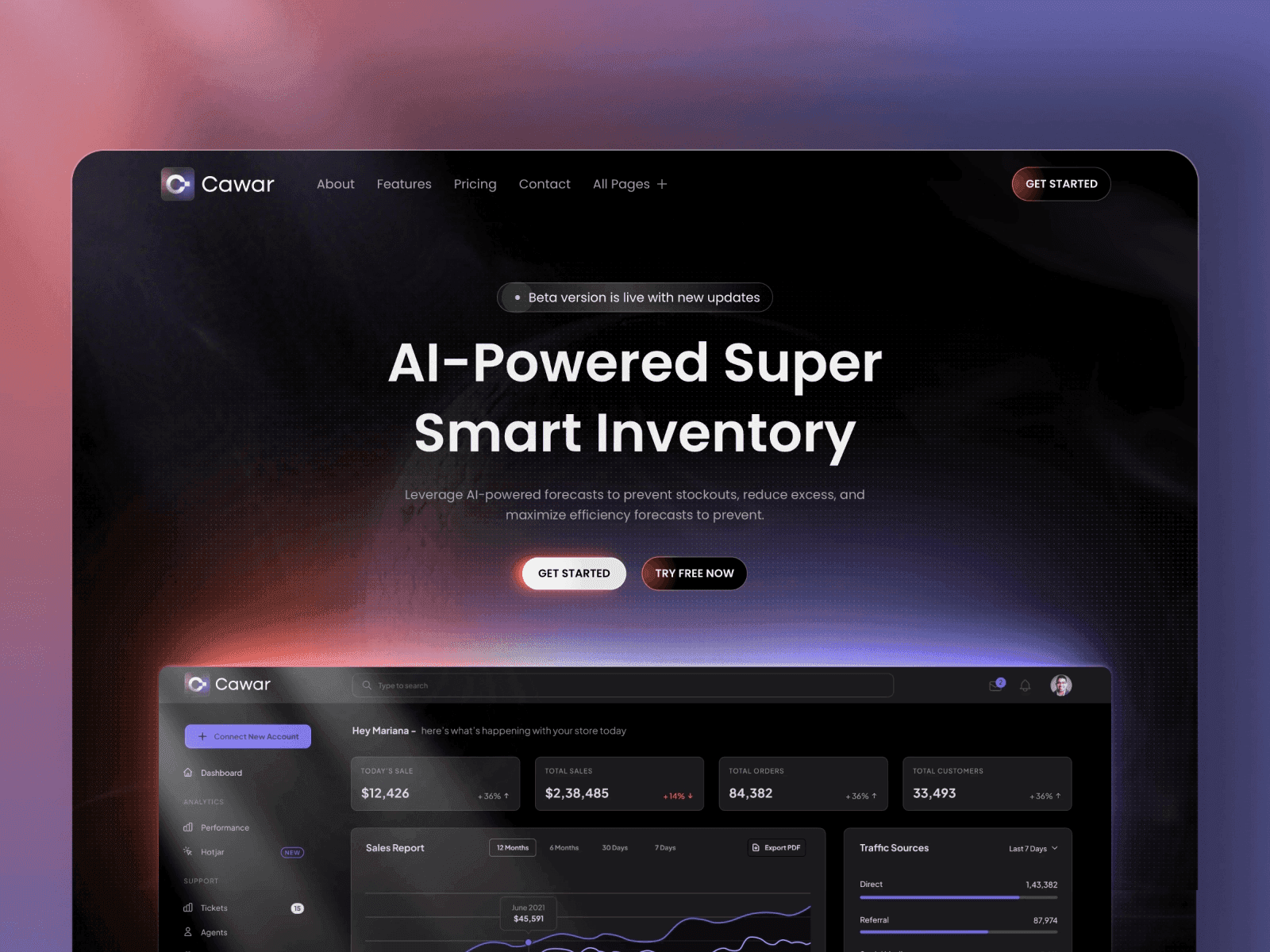 Cawar AI & SaaS Startup Framer Template