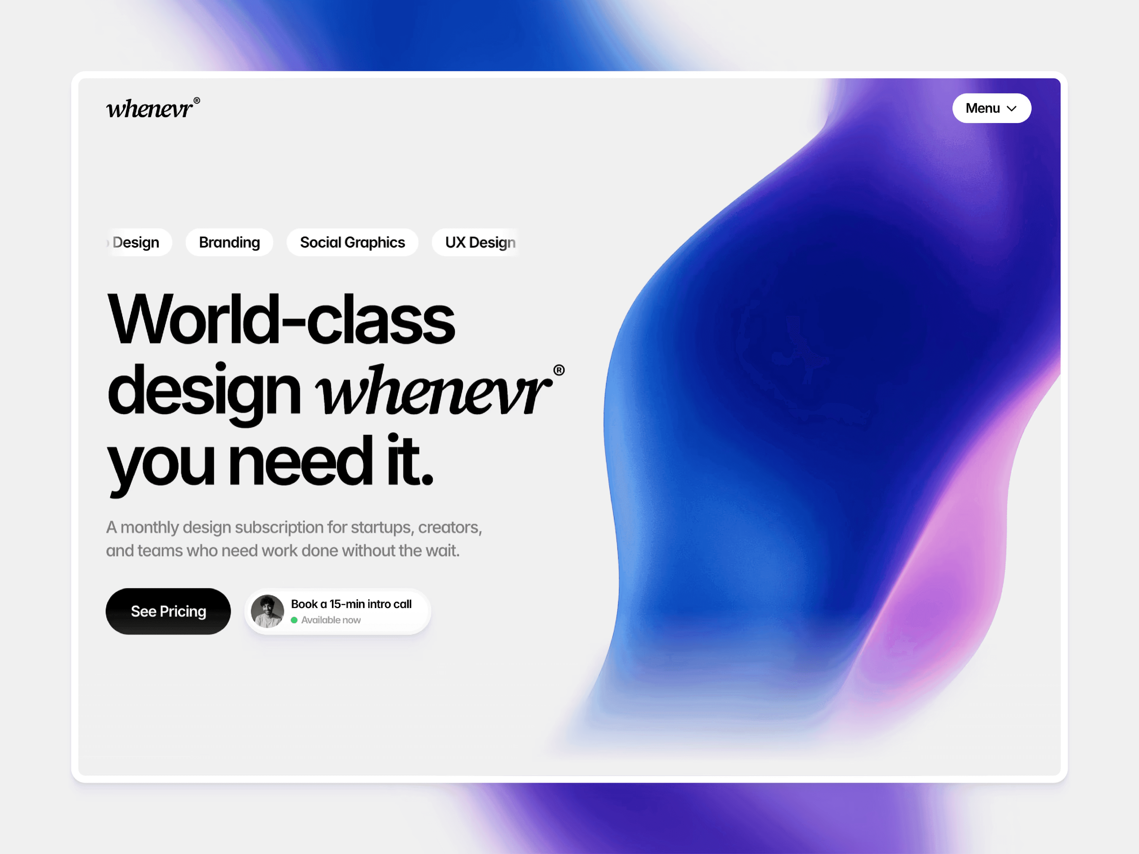 Whenevr Design Subscription Framer Template