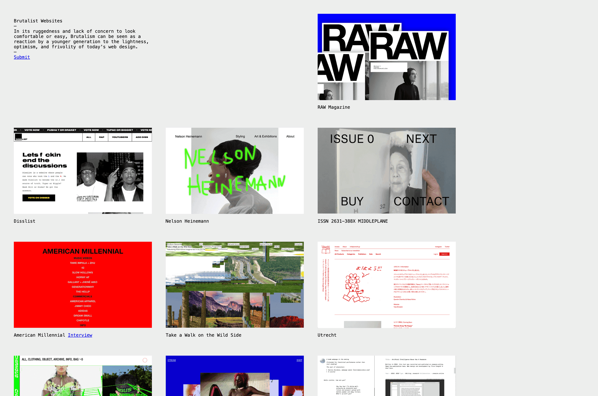 Brutalist Websites screenshot